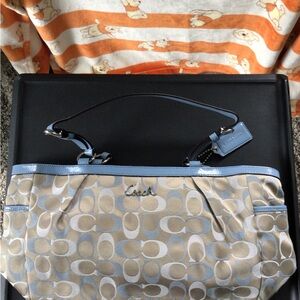 Coach Beige and Blue Handbag